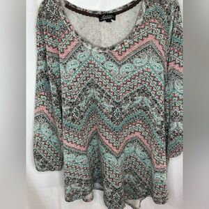 Absolutely Famous Pink and Teal Paisley Blouse